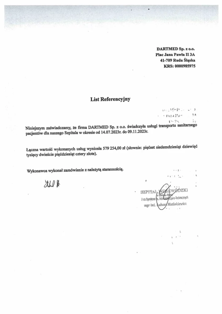 LIST REFERENCYJNY SZPITAL WOJEWÓDZKI